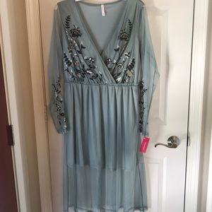 Mesh embroidered dress